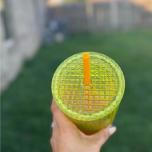 Starbucks 24 oz Cold Tumbler Cup with Straw - yellow and pink ombré - Picture 6 of 7